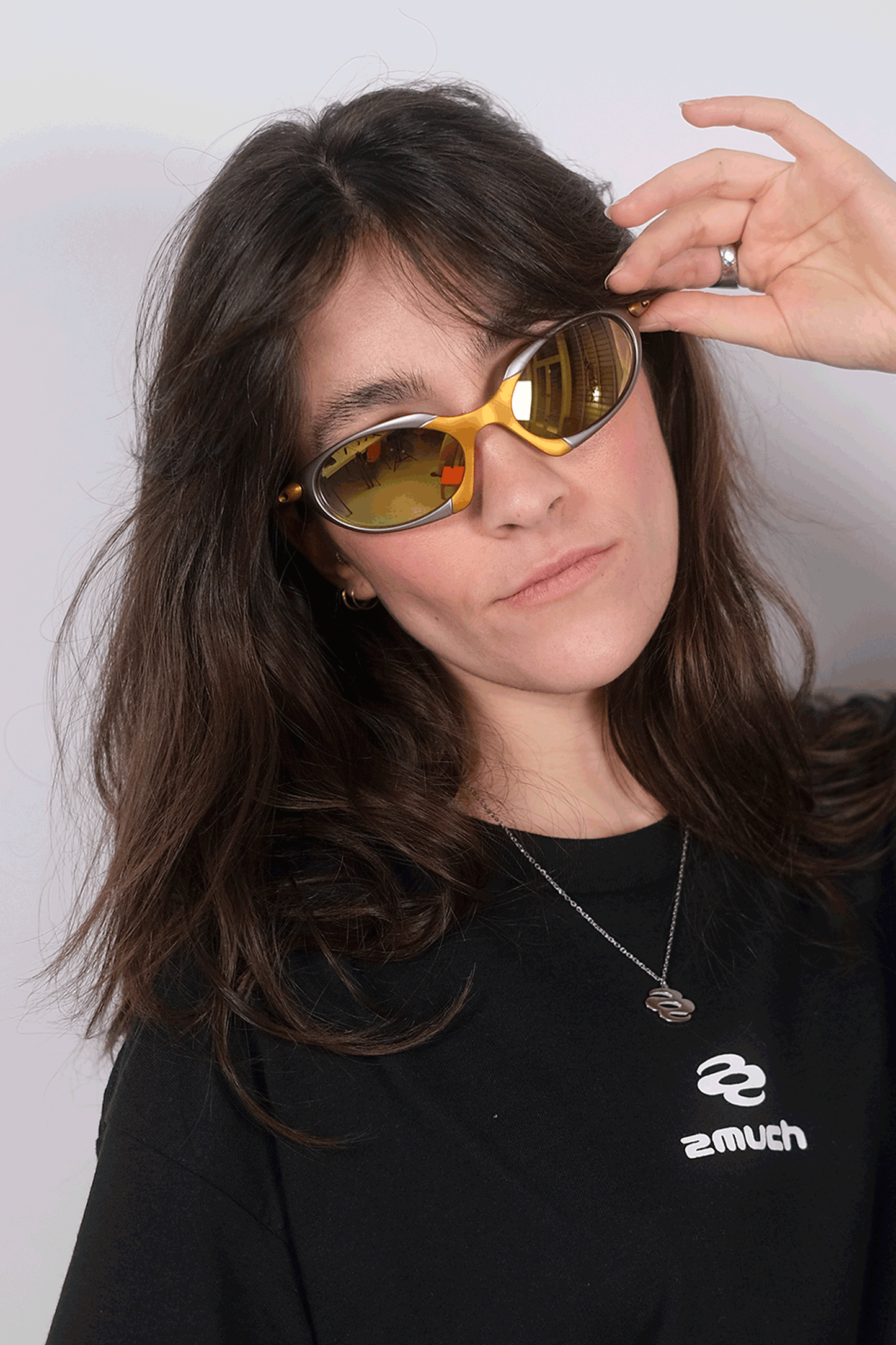 Lunettes de Vitesse Grey & Yellow 2much  | Accessoire Soirée Techno