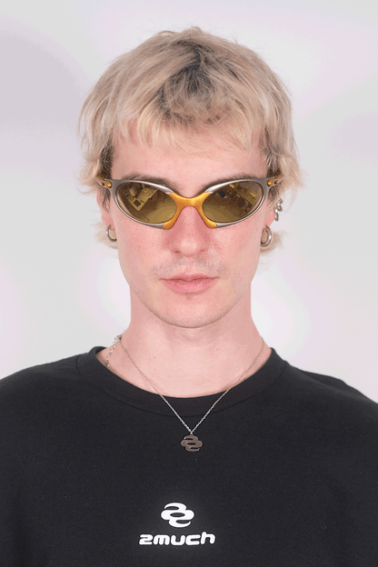 Grey & Yellow 2much Speed Glasses | Techno Party Accessory