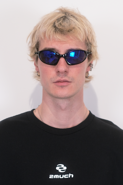 Black & Blue 2much Speed Glasses | Techno Party Accessory