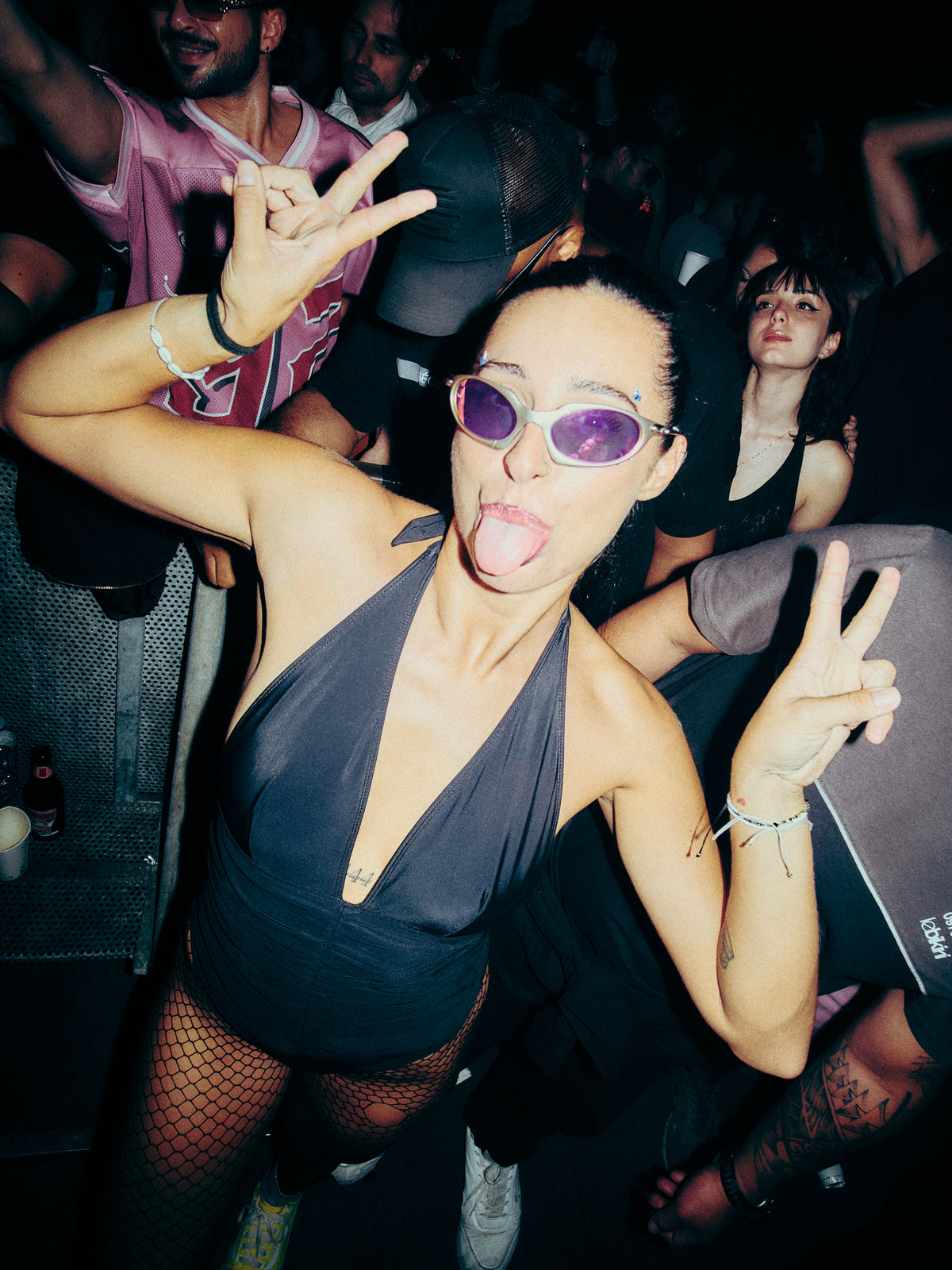 Lunettes de vitesse Pink & Grey - Accessoires de soirée techno